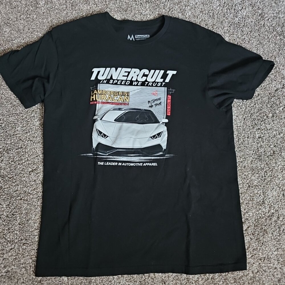 Tuner Cult "In Speed we Trust" Size Medium Lamborghini Huracan Black Shirt
